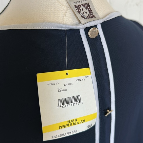 Ann Klein, Medium Sleeveless, Navy and White Blouse, NWT - Picture 4 of 4